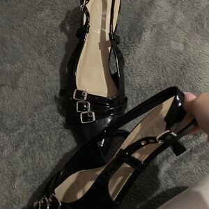 SHEIN Black Patent Strappy Heels